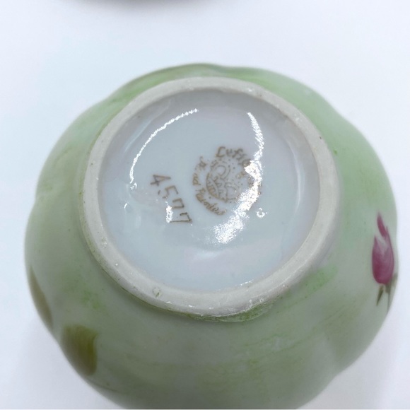 Vintage Lefton China Green Heritage Cabbage Rose 4577 Mini Pitcher And Basin - Picture 13 of 14